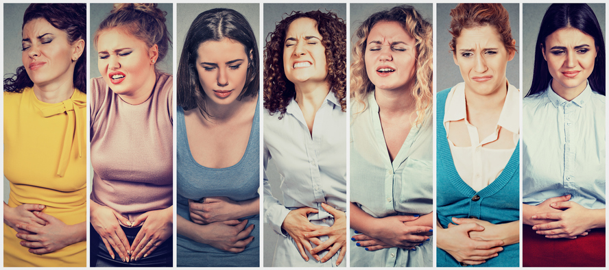 Las mujeres tienen dolor abdominal importante