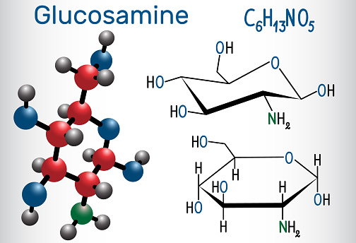 Fórmula química con moléculas de glucosamina